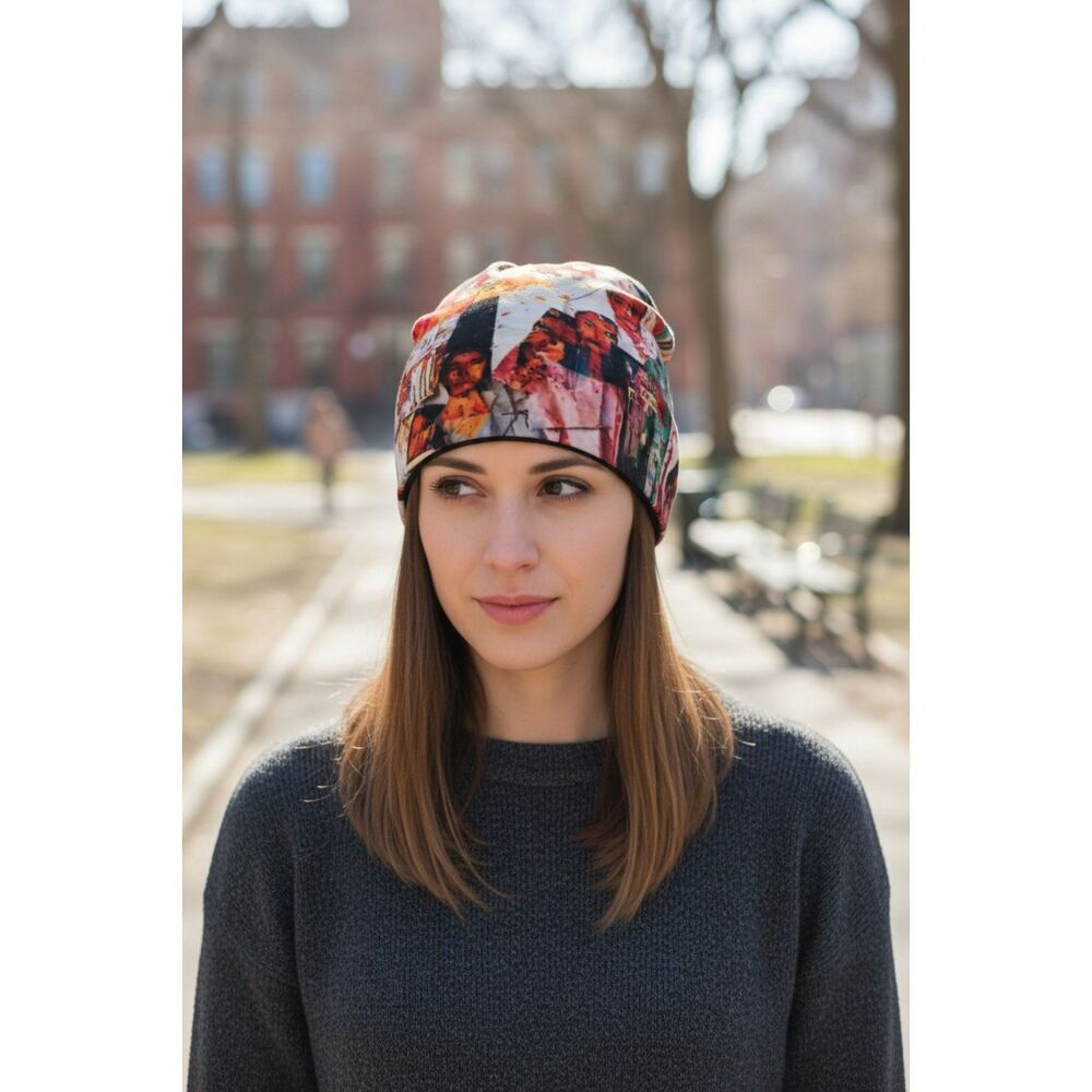Urban Collage Art Beanie – Abstract Street Style Print
